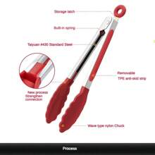 Clip de comida de acero inoxidable de nailon resistente a altas temperaturas, utensilio de cocina para barbacoa al aire libre, 1 unidad - 7Butter Green - Ver 5