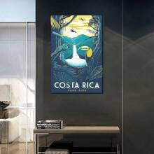 1 Pc Wooden Framed QRTY  Rica Waterfall Vintage Travel Poster Canvas Art Wall Decor Poster Picture Print Painting Posters Gift - Framed - View 5