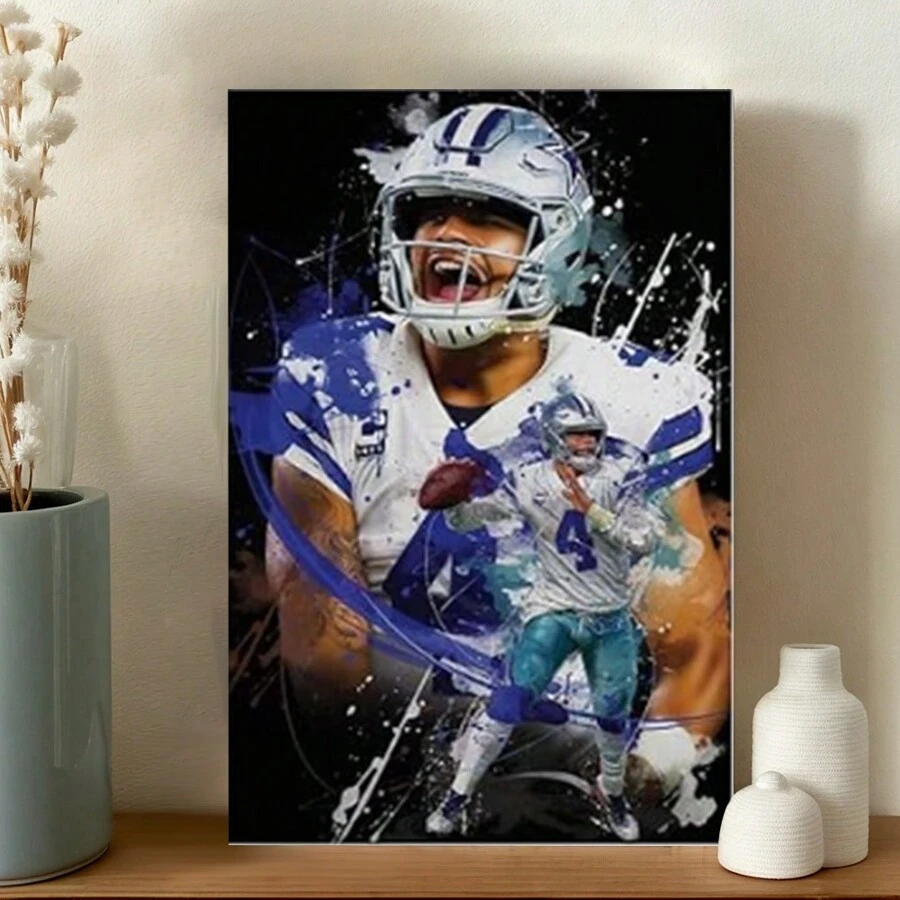 Framed BAVIEN Dak Prescott Poster Football Art Canvas Poster Bedroom Decor Sports Landscape Office Room Decor Gift