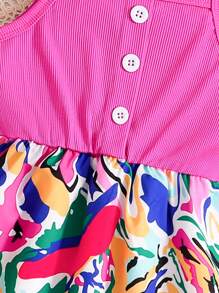 Young Girl Spring/Summer New Fashion Dress, Soft & Comfortable Ribbed Patchwork Camisole Dress, Children Party Wear, Vibrant & Energetic