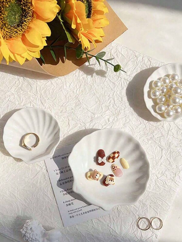 1 pieza Bandeja elegante de almacenamiento de joyas de cerámica - Expositor de lujo ligero para mesa, organizador de llaves y anillos, prop fotográfico, bandeja de almacenamiento