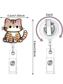 徽章夹伸缩夹可爱徽章卷轴夹伸缩夹可爱搞笑ID夹徽章卷轴伸缩适用于护士（可爱猫咪）、学校用品、返校 - 彩色 - 查看 7
