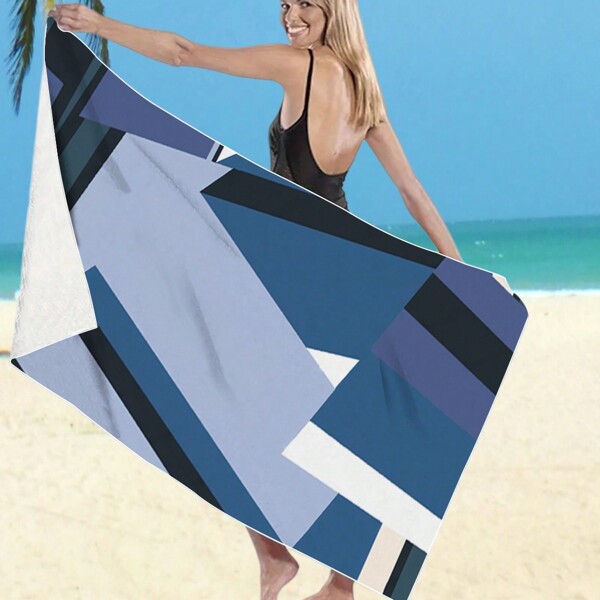 1pc Oversized Beach Towel, Extra-Large Size, Super Absorbent, Fine Fiber Beach Towel, 59"X29", Essential For Summer, Windproof, UV Protection, Beach, Parties, Drying For Travel, Camping, Beach Accessories, Perfect Gift For Holidays