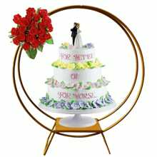 80cm Round Wedding Cake Stand Rack Double Hoop Flower Floral Arch Stand Iron - Gold - View 4