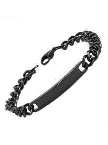Klassischer Vintage Edelstahl Herrenkette gebogenes Marken-Armband mit individueller Gravur, anpassbares Namensarmband, Hochzeitsschmuck, Jahrestags- oder Valentinstaggeschenk für Freund, Ehemann, Weihnachtsgeschenk für Männer mit Geschenkbox, Multifunktional, langanhaltend, Dekorativ, Wiederverwendbar, Exquisit, Stilistisch, Hochwertig, Farbig, Modern, Individuell, Personalisiert, Einzigartig, Ideales Geschenk für ihn, ideales Geschenk für sie