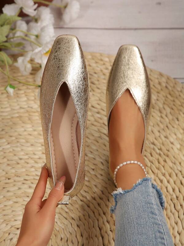 Women's Slip-On Square Toe Flat Shoes, Korean Style Simple & Elegant Design, Suitable For Daily Wear, Work, Casual Outing, Date, Party, Commuting, Business
