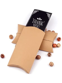 20pcs/40pcs Kraft Paper Pillow Boxes, Candy Boxes, White/Beige/Black Carboard Gift Boxes, Wedding Foldable Paper Favor Boxes, Candy Color Pillow Shaped Wedding Candy Boxes, Pink Pillow Gift Packaging Boxes For Party - Paper - View 6