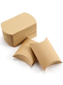 20pcs/40pcs Kraft Paper Pillow Boxes, Candy Boxes, White/Beige/Black Carboard Gift Boxes, Wedding Foldable Paper Favor Boxes, Candy Color Pillow Shaped Wedding Candy Boxes, Pink Pillow Gift Packaging Boxes For Party - Paper - View 5