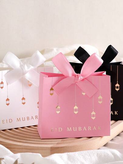 5pcs/Set Luxury Holiday Gift Boxes, Size: 10.5*10*4.5cm, Classic Black, White, Romantic Pink Colors, Decorated With Golden Lanterns And Ribbons - Ideal For Elegantly Displaying Candies, Chocolates And Unique Souvenirs.