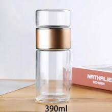 420ML Tea Bottle High Borosilicate Glass Double Layer Tea Cup Infuser Tumbler Drinkware Bottle With Tea - 黑色 - 查看 9