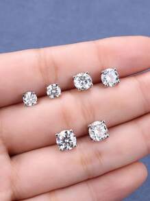 EleRunis 1 对 0.25-1.2 克拉四爪镶嵌莫桑石耳钉，适合男女圆形实验室制造钻石订婚耳钉婚礼新娘首饰