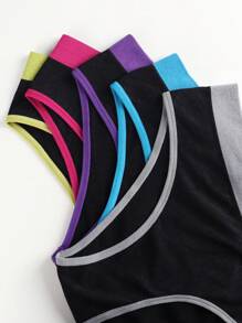 10pcs Women Low-Waist Triangle Panties Color Block Comfortable Soft Sexy - 彩色 - 查看 6