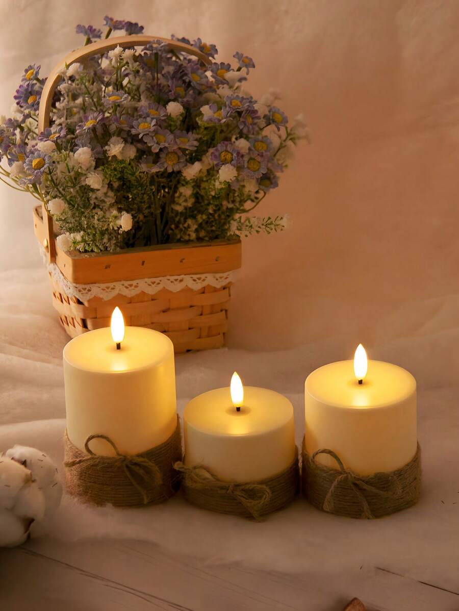 Bougies Sécurité Enfants Lot De 3 Bougies LED Sans Flamme - Éclairage Décoratif étanche - Pour Mariage Et Fêtes Bougie De Hanouka