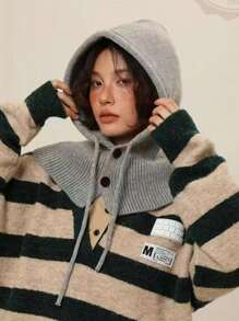 1 件装披肩针织帽冬季保暖弹力柔软护耳针织滑雪帽拉法帽无耳帽