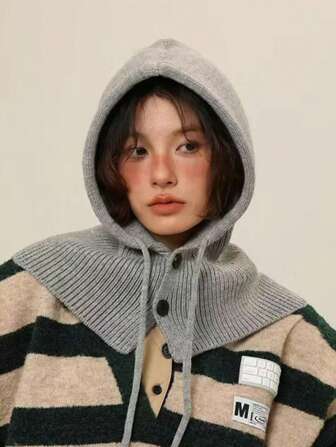 1 件装披肩针织帽冬季保暖弹力柔软护耳针织滑雪帽拉法帽无耳帽