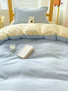 4 Piece Set Dorm/Baby Room/Kids Room Bedding - 1pc Comforter Cover, 1pc Fitted Sheet, 2pcs Pillowcases, Double-Sided Printed Design