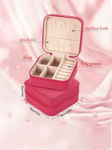 1 件可定制花卉图案字母珠宝盒、旅行珠宝袋、仿珍珠珠宝盒、防水防潮 PU 珠宝收纳盒、香水收纳盒、伴娘礼品盒、迷你耳环、项链、戒指珠宝盒夏季假日浴室装饰化妆品收纳盒浴室配件返校 - 玫紅色 - 查看 5