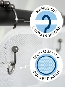 Organizador de ducha, organizador de baño o ducha con malla de secado rápido, 7 bolsillos para guardar champú, jabón, esponja vegetal y artículos esenciales para cruceros, 17 x 22 pulgadas, color blanco, 1 paquete