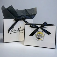 5 件装统一尺寸定制徽标纸质礼品袋适用于小型企业珠宝服装购物包个性化徽标图片礼品包婚礼礼品情人节伴娘礼品袋 - 彩色 - 查看 6