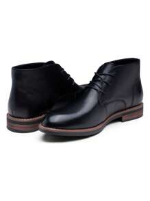 SHOESMALL Men's Leather Chukka Boots Premium Black Boots Lace Up Dress Boots For Men - AMY8190A-黑色 - 查看 6