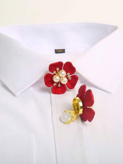 2pcs/Set Luxury Cufflinks Imitation Shell Faux Pearl Flower Shirt Sleeve Button Elegant Button Covers For Formal Events, Wedding Attire, And Gift Giving - Premium Quality, And Eye-Catching Accessories For Women And Men