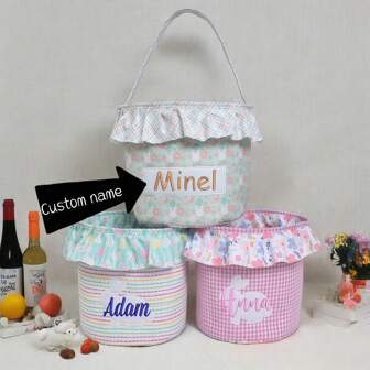 Personalized Multi-Color Easter Bunny Fabric Tote Basket, Cot Accessories, Hospital Bag Essentials, Grey Storage Basket, Basket Small, Home Storage, Bathroom Storage, Kitchen Basket, Ornamental, Reusable, Multi-Functional, Stylish, Exquisite, High-Quality, Custom, Personalized, Unique, Ideal Gifts For Him, Ideal Gifts For Her, Her, Boyfriend, Girlfriend, Dad, Mom, Family, Friends, Son, Daughter, School Students, Workers, Kids, Office, Tea Room, School, Home