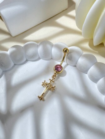 1개 패셔너블 섹시한 개인화된 십자가 펜던트 스테인리스 스틸 배꼽 피어싱, 미니멀리스트 다용도 커플 주얼리, 인플루언서, 나이트클럽, 파티, 발렌타인데이, 새해, 데일리룩