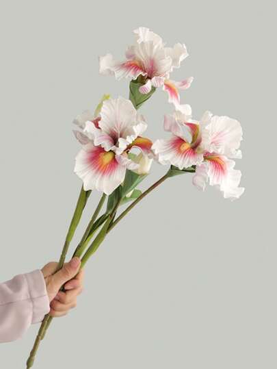 1/3 peças de flor de íris de ramo único com botão, simulação de pintura a óleo retrô, padrão exclusivo, cores ricas, decoração de casa, adequada para vaso, janela, casamento, festa, Ação de Graças, Dia dos Namorados, decoração de formatura, plástico, sem necessidade de energia, sem bateria incluída