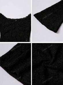 Y2K Women Sexy Fitted Off Shoulder Long Sleeve Lace Blouse