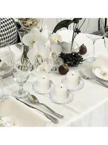 4pcs Glass Candle Holders, Coasters For Wedding, Valentine's Day, Dining Table Center Decor, Home Decoration, Coffee Cups, Ashtrays, Festival Events, Family Gatherings, Themed Parties