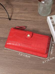 SOUTHLAND&KANGAROO Burgundy Bag Charry Red Bag Wine Red Bag Crocodile Embossed Fold Over Women Fashion Modern Business Slim Portable Versatile Large Capacity Credit Card Zipper ID Card Cash Storage Business Casual Perfect School College Work Business Commute Teacher's Day Back To School Holiday Office Anniversary For Birthday Gift Women White-Collar Workers College Student Bag School Supplies For School Dorm Room & Back To School For Women Wallet Purse Wallet Long Wallet - Red - View 6