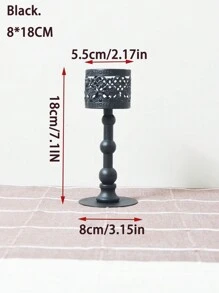 1 pieza Soporte de vela negro adecuado para la decoración de la chimenea, soporte de vela para la mesa del comedor, decoración clásica calada, decoración del centro de mesa para fiesta, decoración de ambiente, accesorios para cena romántica a la luz de las velas