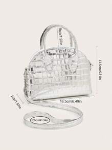 1 pieza Bolso de mano de mujer con estampado de cocodrilo en PU, bolso minimalista y elegante con cadena para el hombro/cruzado - bolso bandolera - Ver 9