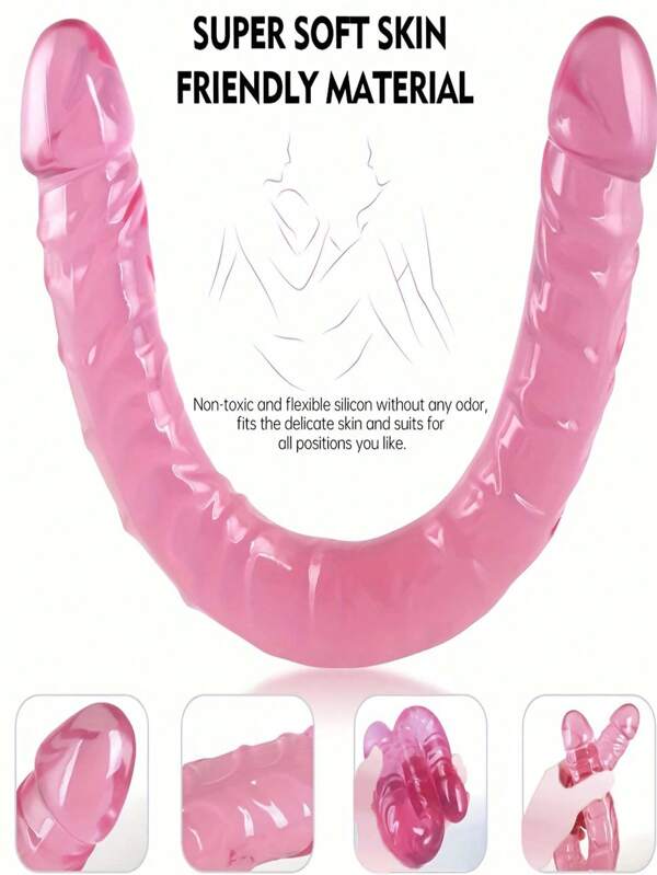 1 pièce Gode réaliste doux et manuel, jouets sexuels pour adultes femmes. Gode double rose en cristal, jouets sexuels en forme de pénis double face, longs et transparents avec ventouse. Masturbateurs vaginaux et clitoridiens souples.