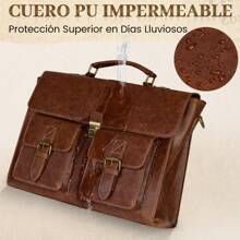 Portafolios para hombre piel, maletin para laptop para 17 Pulgadas, maletin para hombre de Impermeable portátil y bandolera, portafolio para Ejecutivo, Trabajo, Marrón retro, Negro - Marrón - Ver 6