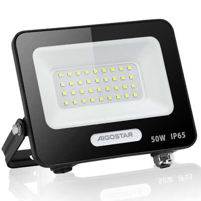 Aigostar Reflector LED Slim, Resistente al Agua IP65, Luz Blanca Fría de 6500K para Iluminación Exterior, Ideal para Pasillos, Jardines, Garajes y Fábricas