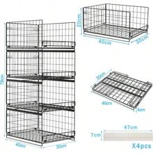 Lot de 3/4 Organisateur Armoire Vetement Placard Rangement Boite Pliable Empilable Métal pour Chambre Penderie Vetement