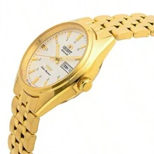 Orient 男士三星金色自动机械表，复古商务小型金色钟表带日期，型号 RA-AB0E05 - 白色 - 查看 2