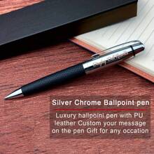 1pc Personalized Chrome Metal Ball Pen, With PU Leather Decoration, Medium Tip, Twist-Close, Round Barrel, Engraved Name/Info, Suitable For Professionals, Office Use And Gift-Giving Back To School,Multi-Functional,Waterproof,Ornamental,Reusable,Colorful,Vintage,Cute,Modern,Custom,Personalized,Unique,Customized,Ideal Gifts For Him,Ideal Gifts For Her,Family,Friends,Children,Students,Workers,Clients,For Business/Work/Office,For School,Back To School - Multicolor - View 7