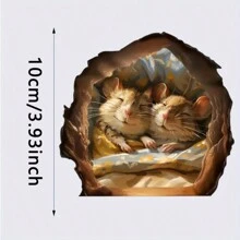 4pcs 3D Creative Mouse Hole Wall Stickers, 3.94inch, Colorful Creative Car Stickers, Notebook Decorative Stickers, Waterproof Cup Stickers, Wall Decoration Stickers, Cartoon Pattern Asymmetrical Shape, Glossy Surface, Suitable For Indoor And Item Decoration, Wall Decor Stickers