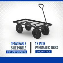 Steel Yard Cart Jumbo Garden Wagon With Removable Sides 1400-Lb. Capacity, 50in.L X 24.1in.W X 26.75in.H Black - Black - View 4