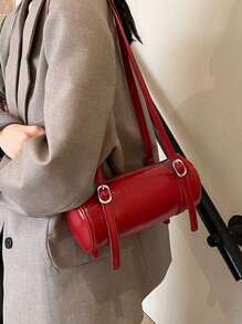 1pc Women's Retro Red Round Handbag, High-End Niche Cross-Body Bag, Bridal Purse, Wedding Bag, Valentine's Day Gift - Red - View 5