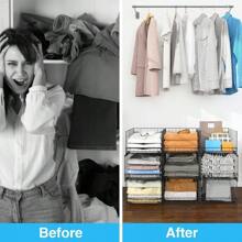 Lot de 3/4 Organisateur Armoire Vetement Placard Rangement Boite Pliable Empilable Métal pour Chambre Penderie Vetement