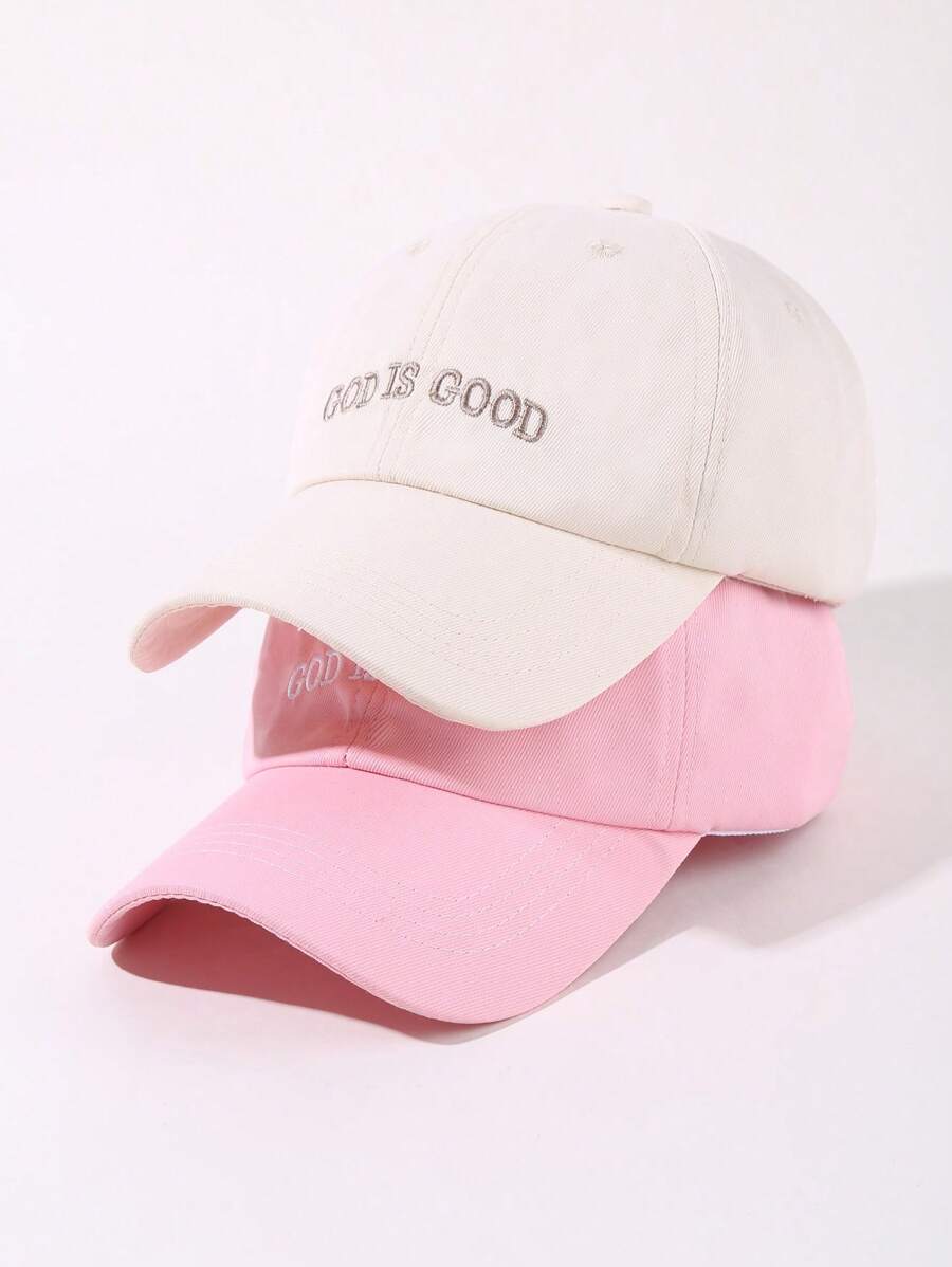 1/2件裝「GOD IS GOOD」字母刺繡女款Y2K棒球帽 可調節 防曬休閒旅行海邊派對棒球帽