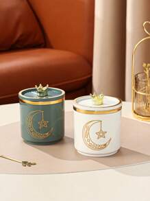 1pc Star, Moon, Lantern Plastic Household Storage Jar Pot Canister For Grains, Dried Fruits, Candy, Cookies, Bread, Suitable For Wedding, Party, Gift, Birthday - Yellow - View 4