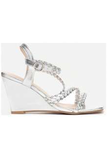 Women's Solid Color Hollow Out Adjustable Simple Flat Shoes, Casual For Daily Wear Stylish Sandals Summer Sandals For Women - Silver - View 2