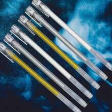 6 支装白金银色中性笔细尖素描荧光笔大容量一次性艺术家黑纸绘图设计插画艺术用品，返校 - 彩色 - 查看 8