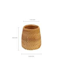 1 pezzo Portamatite stile vietnamita intrecciato a mano, scatola portapenne in rattan, organizer per cartoleria/trucchi, decorazione per casa/ufficio/cucina, durevole e leggero, adatto per soggiorno, cucina - Castano - Visualizzare 16