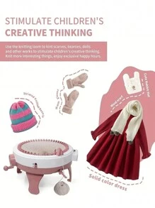 Máquina de tejer manual grande con forma de conejo de 22 agujas, 40/48 agujas, para hacer ropa de mascota, calcetines de niños, gorros, bufandas, suéteres, juguetes de peluche, regalo exquisito