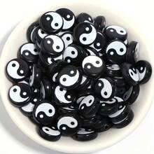 50pcs 7mm/25pcs 11mm Black & White Acrylic Yin Yang Pattern Spacer Beads, For Decoration, DIY Bracelets, Necklaces, Earrings Accessories